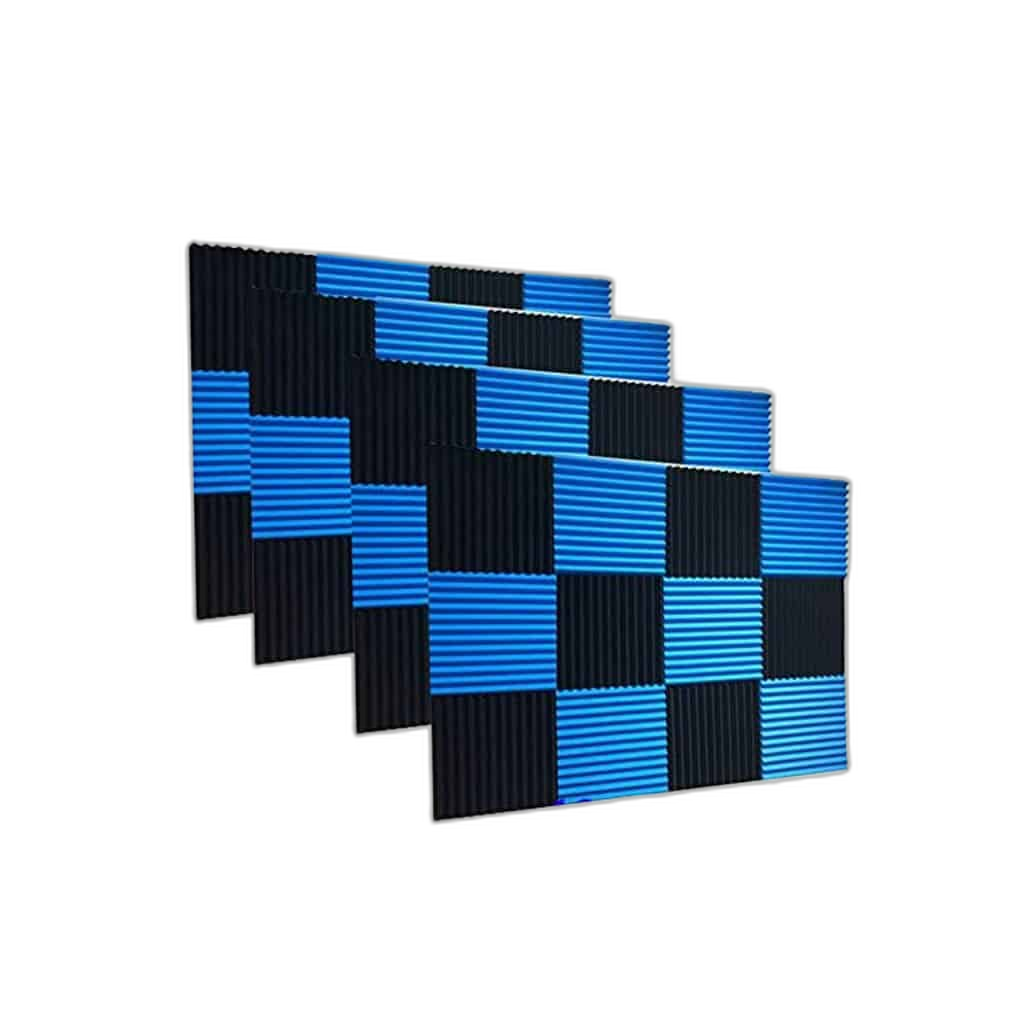 12 Pack Black & Blue Foam Wedge Studio Soundproofing Panels