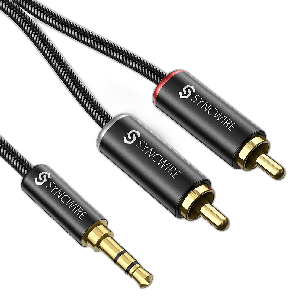 Syncwire RCA Audio Cable 1.8m, 3.5mm Jack to 2 RCA Phono Splitter Cable