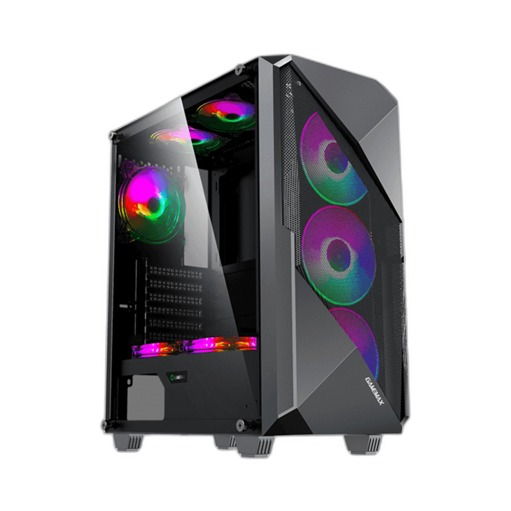 GameMax Revolt ATX Mid Tower Case with 4 ARGB Fans, Black