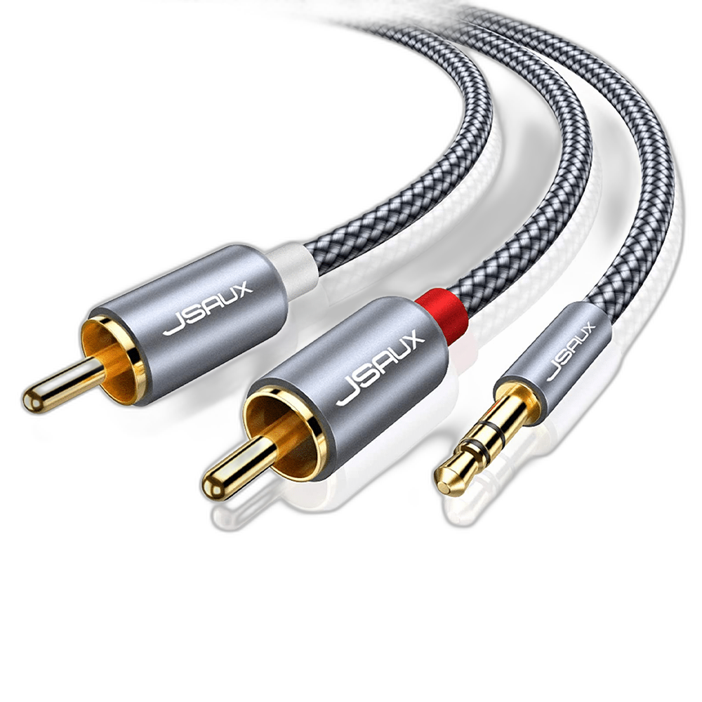 JSAUX RCA Cable 2M, Gold-Plated 3.5mm Male to 2RCA Male Adapter