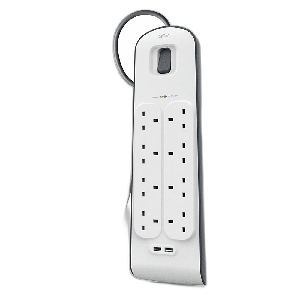 Belkin Surge Protection Strip Cable, 8 Way with USB Charging