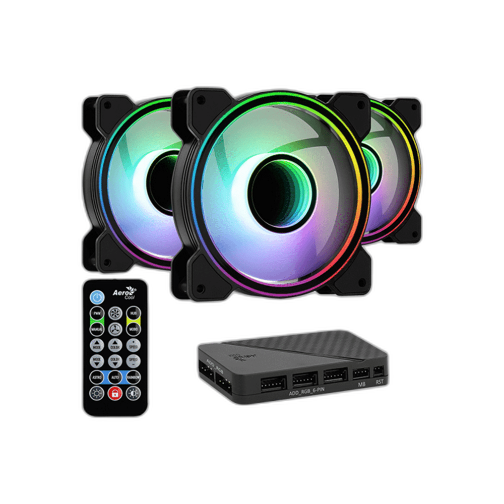 Aerocool Mirage 12 Pro 3-in-1 Pack ARGB Computer Fan with Hub & Remote