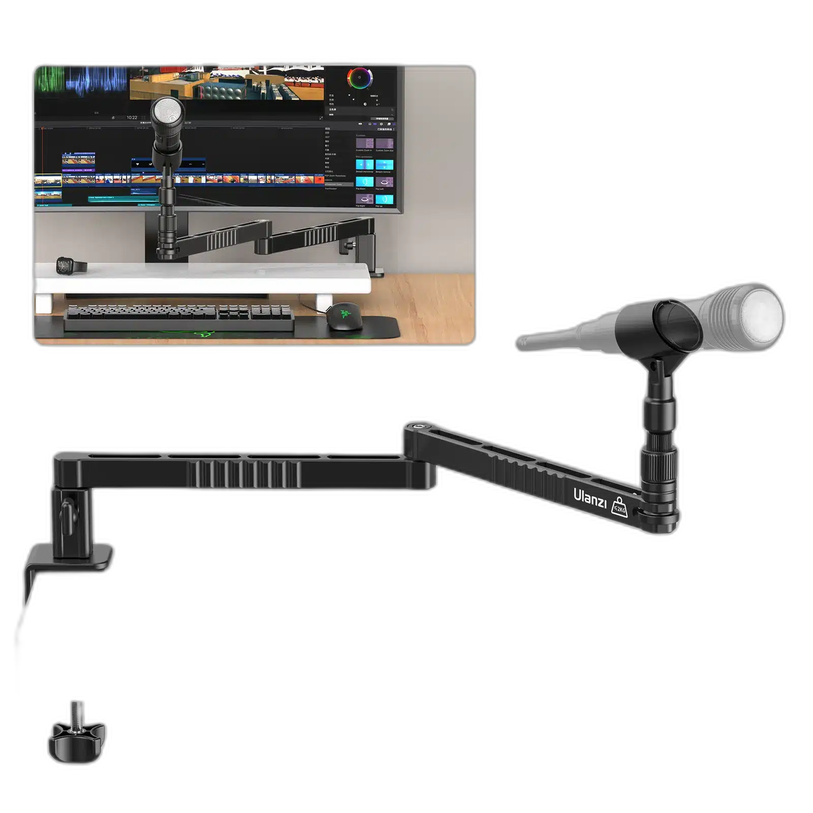 ULANZI LS26 Low Profile Microphone Boom Arm Stand