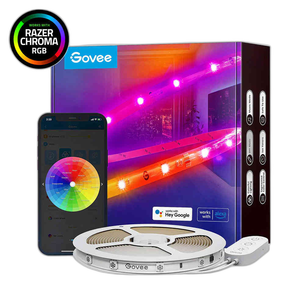 Govee RGBIC Wi-Fi + Bluetooth LED Strip Lights H619A, 5m