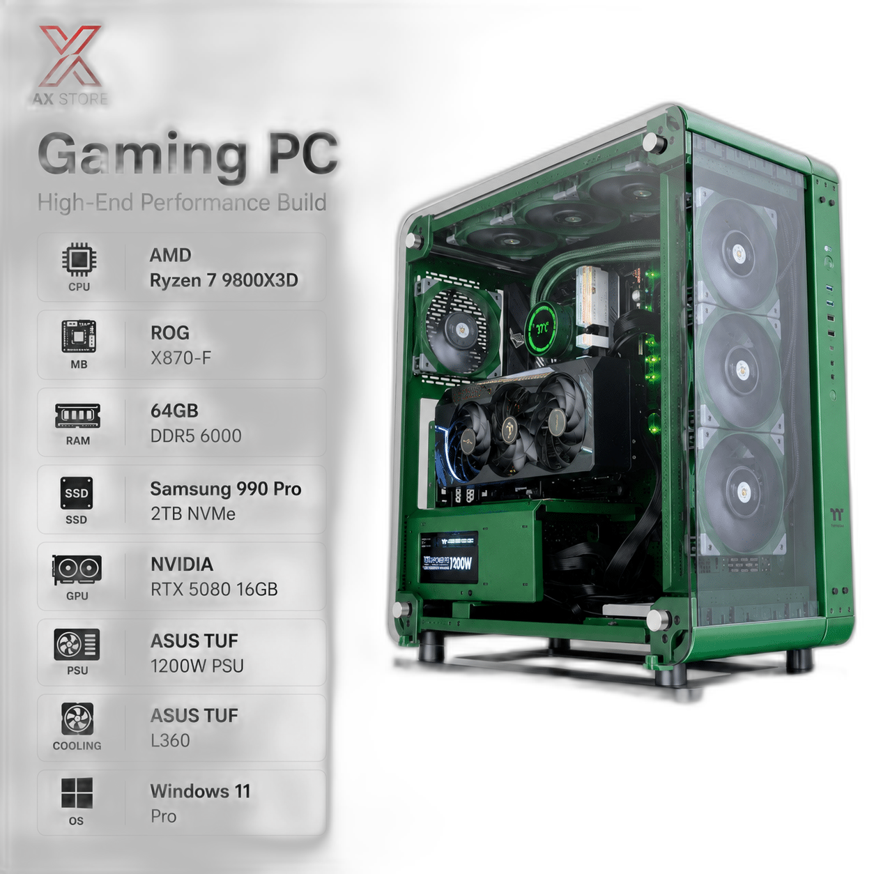 RTX 5080 Gaming PC, AMD Ryzen 7 9800X3D