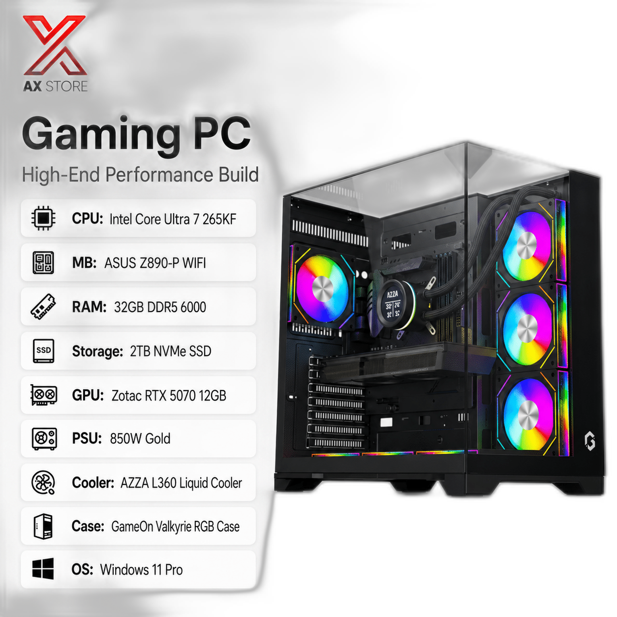 RTX 5070 Gaming PC, Intel Core Ultra 7 265KF