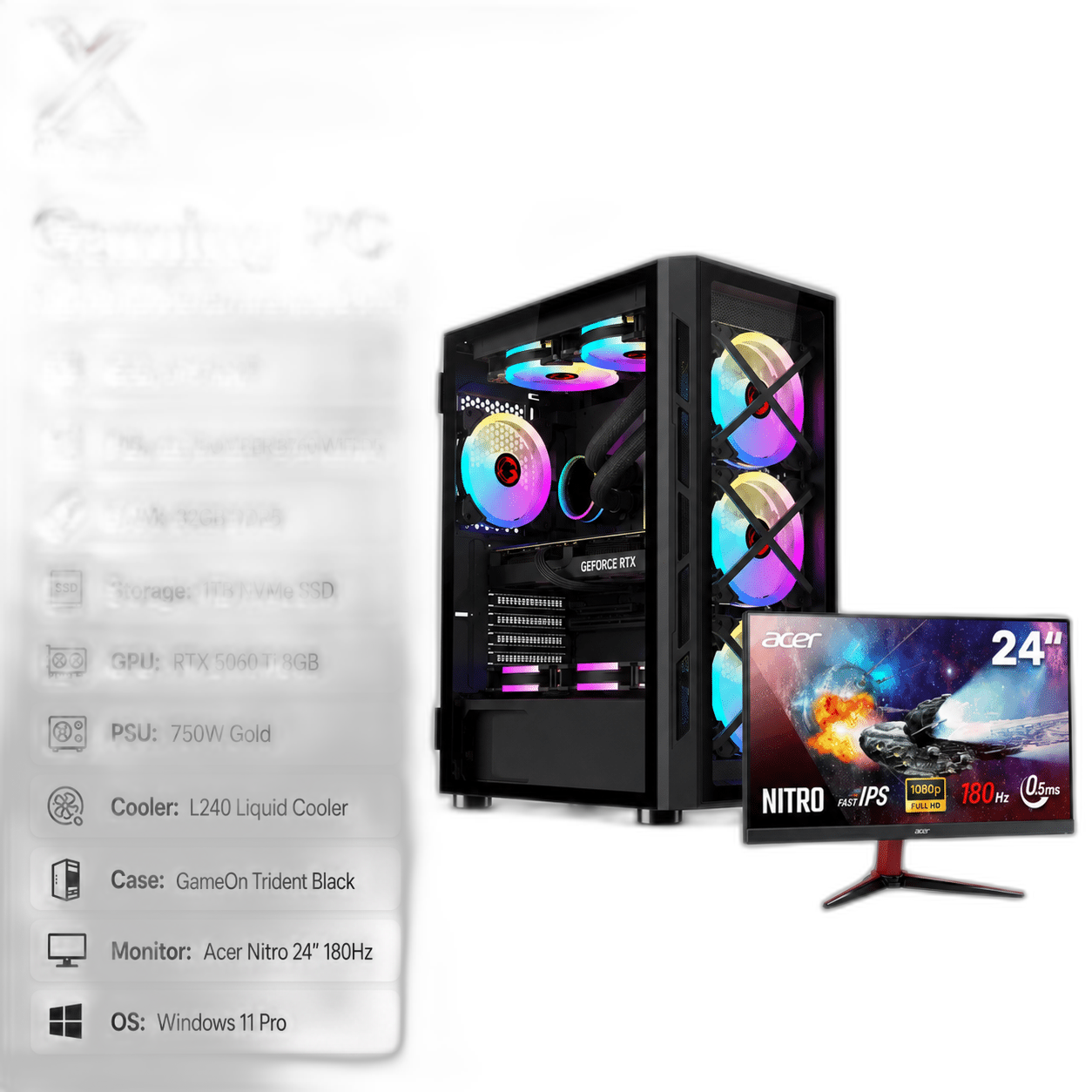 RTX 4060 Gaming PC, Ryzen 7 9700X