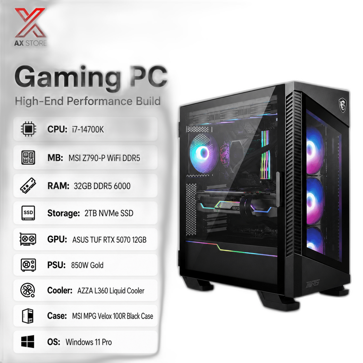 RTX 4060 Gaming PC, Ryzen 7 9700X