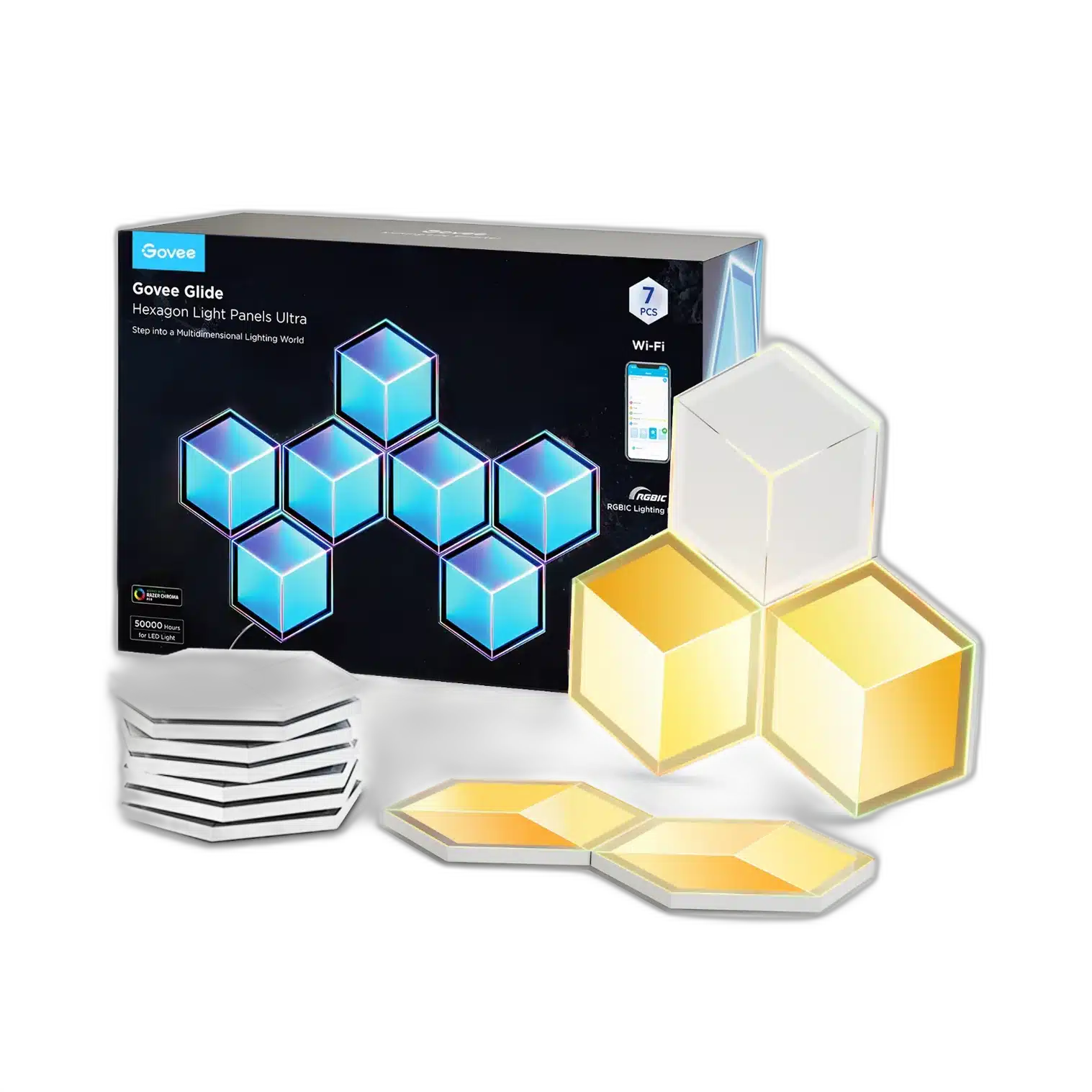 Govee H606A Glide Hexagon Light Panels 7-Pack RGBIC Meteor Grey