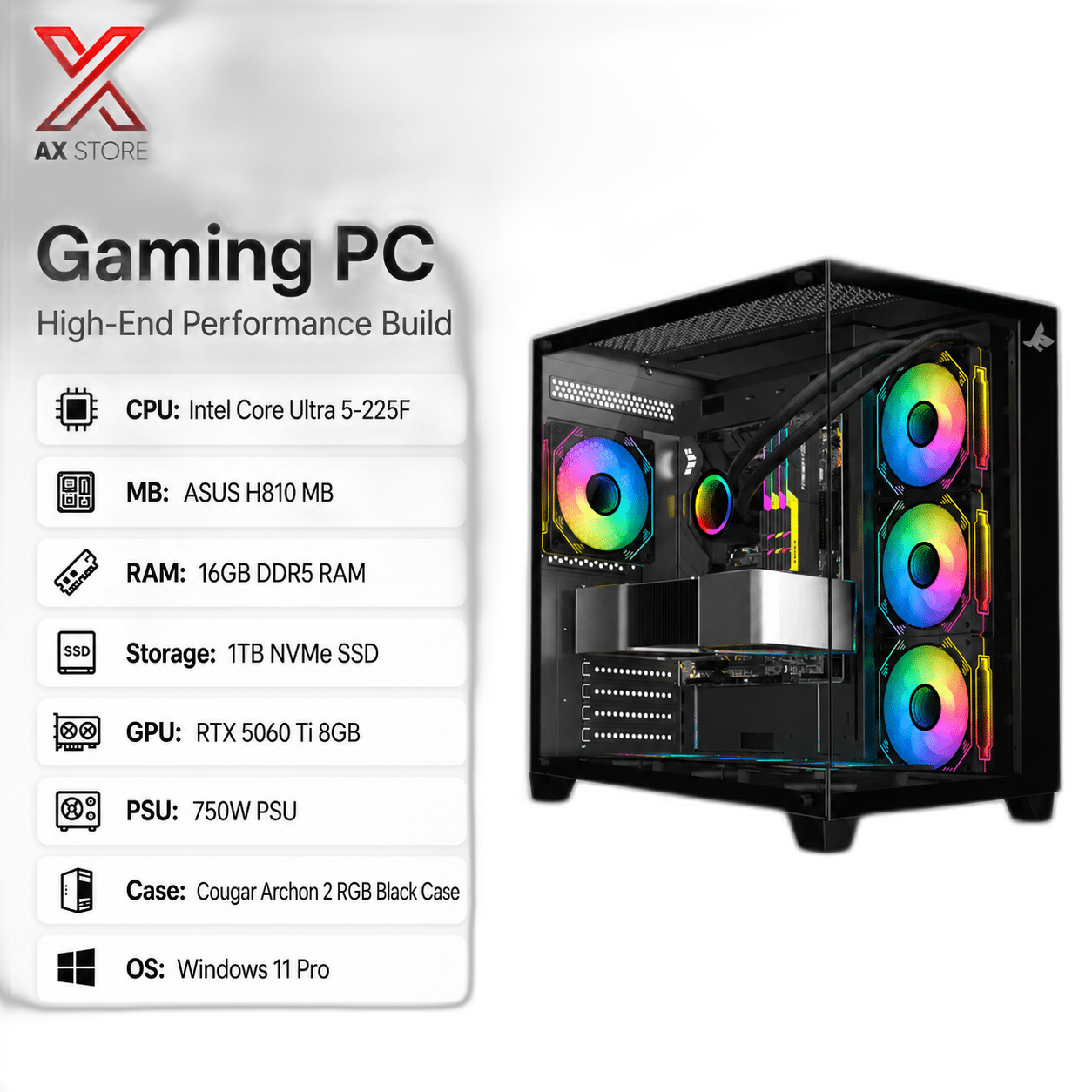 RTX 5070 Gaming PC, Ryzen 7 9700X