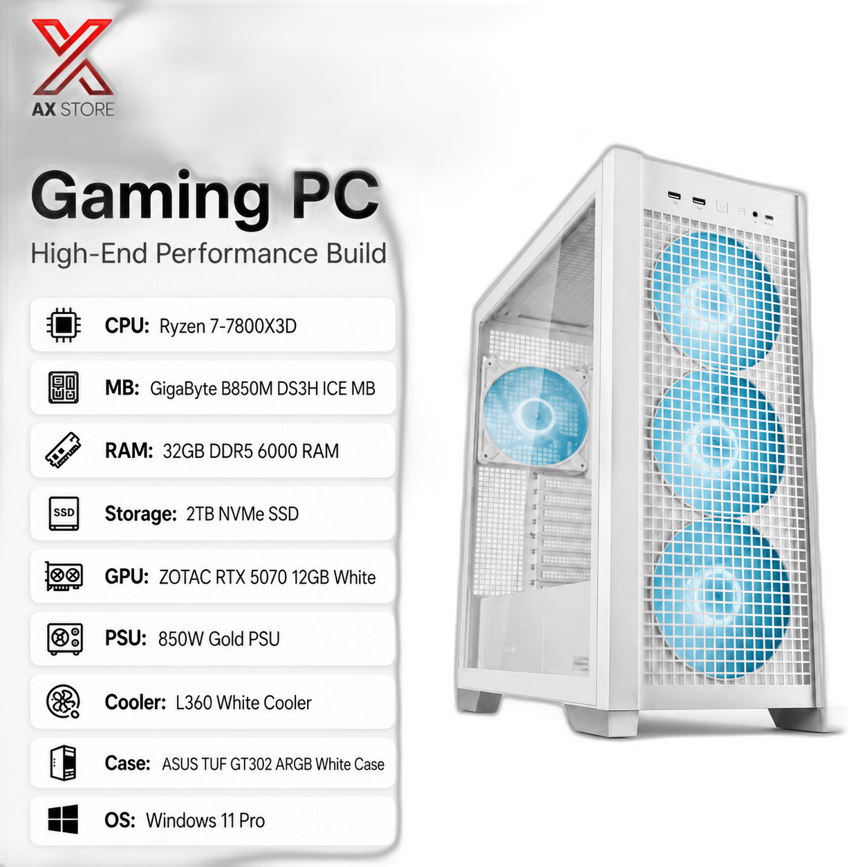 RTX 5070 Gaming PC, Ryzen 7 9700X