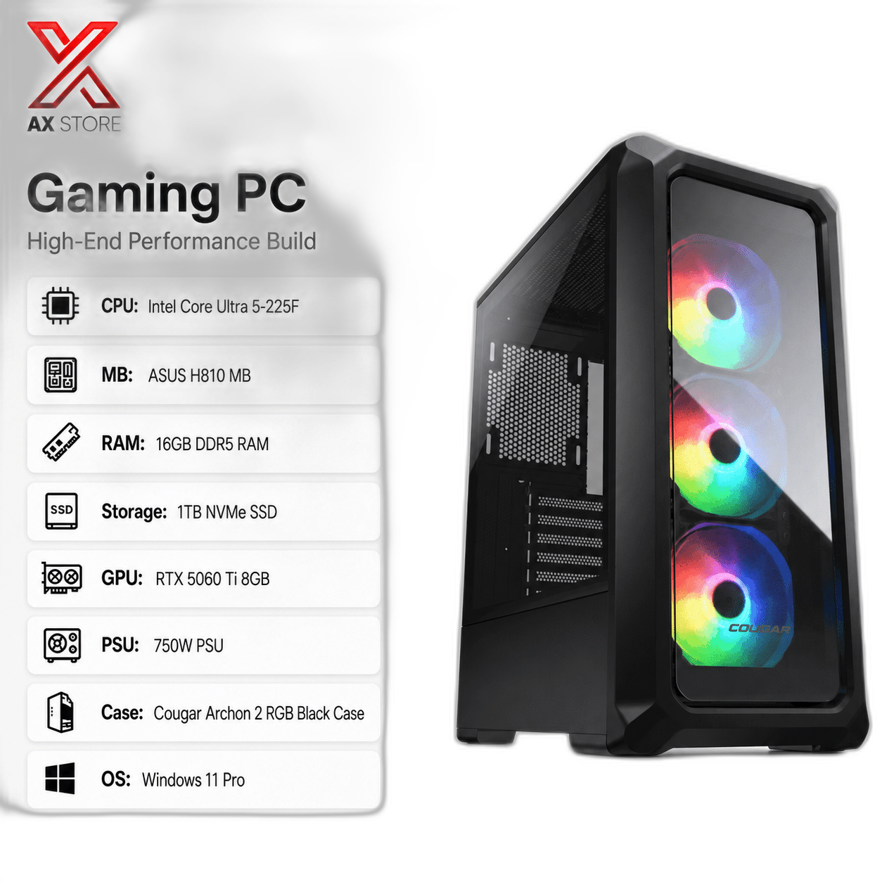 RTX 5070 Gaming PC, Ryzen 7 9700X