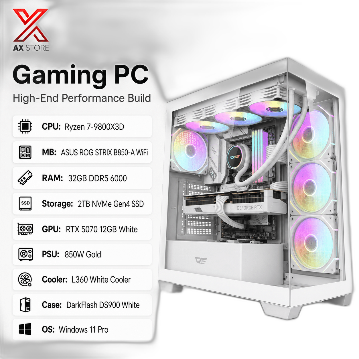 RTX 5070 Gaming PC, Ryzen 7-9800X3D