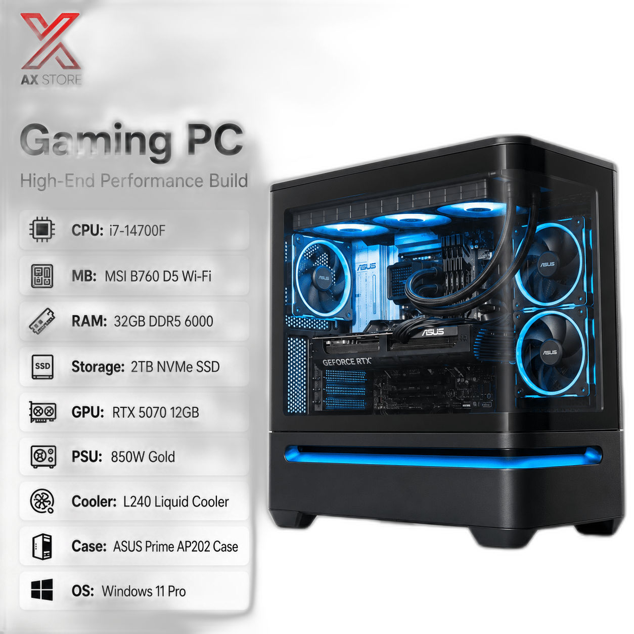 RTX 5070 Gaming PC, Intel i7-14700F