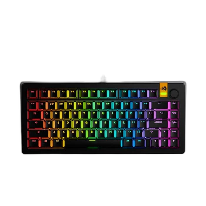 Glorious GMMK3 75% Wired Mechanical Keyboard, Fox Switches, Black