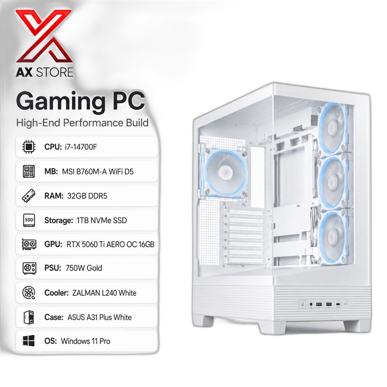 RTX 5060 Ti Gaming PC, i7-14700F