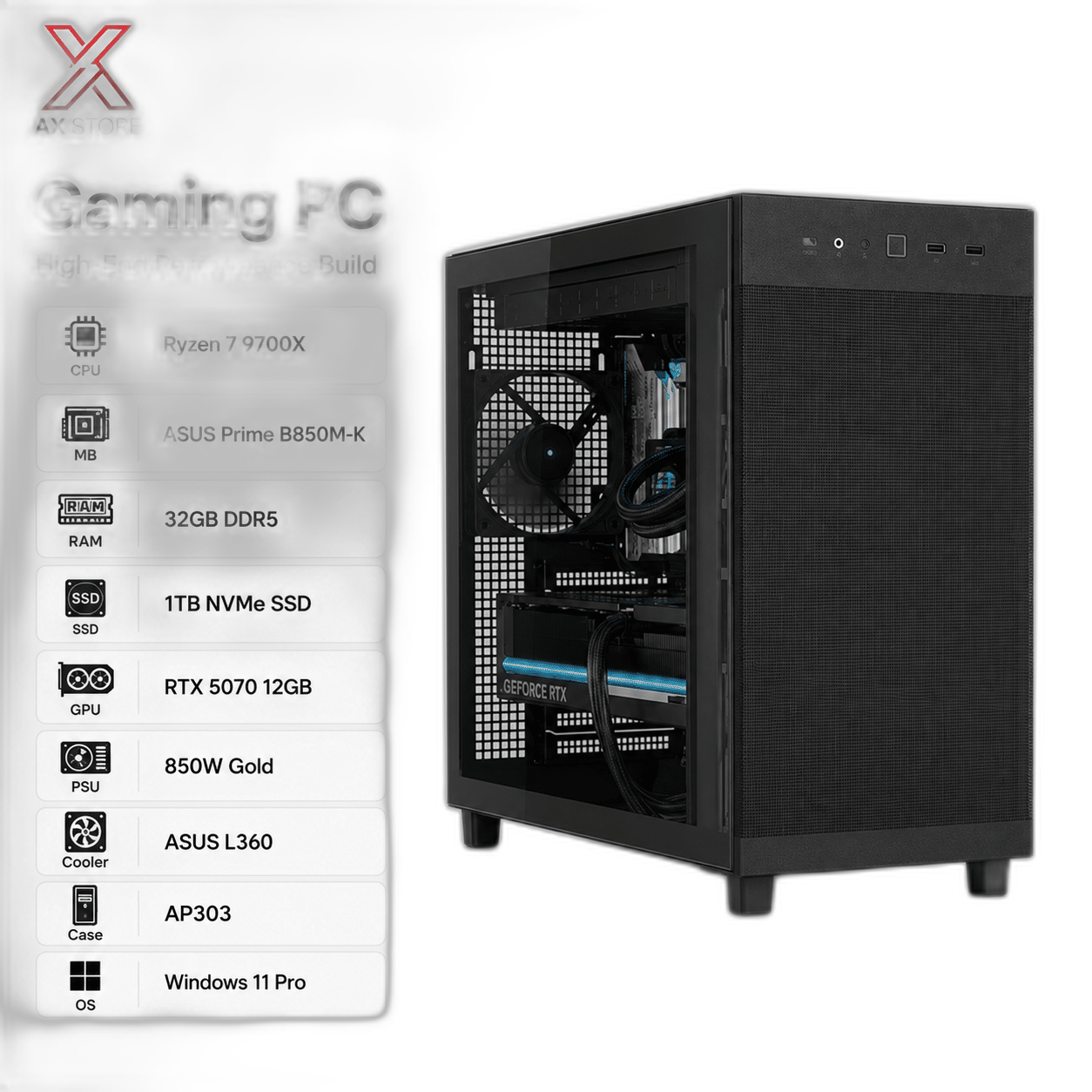 RTX 5070 Gaming PC, Ryzen 7 9700X