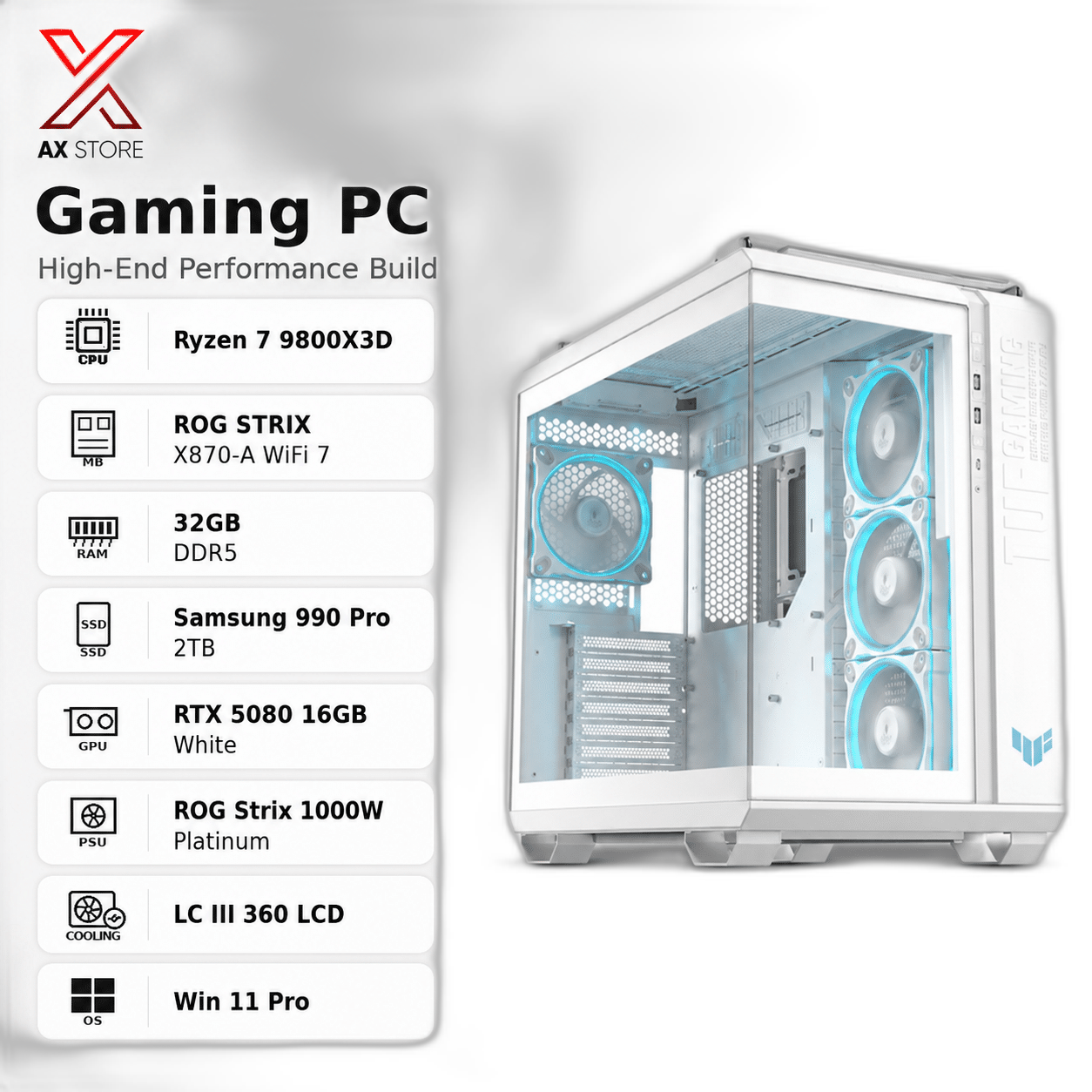 RYZEN 7 9800X3D Gaming PC RTX 5080 variant
