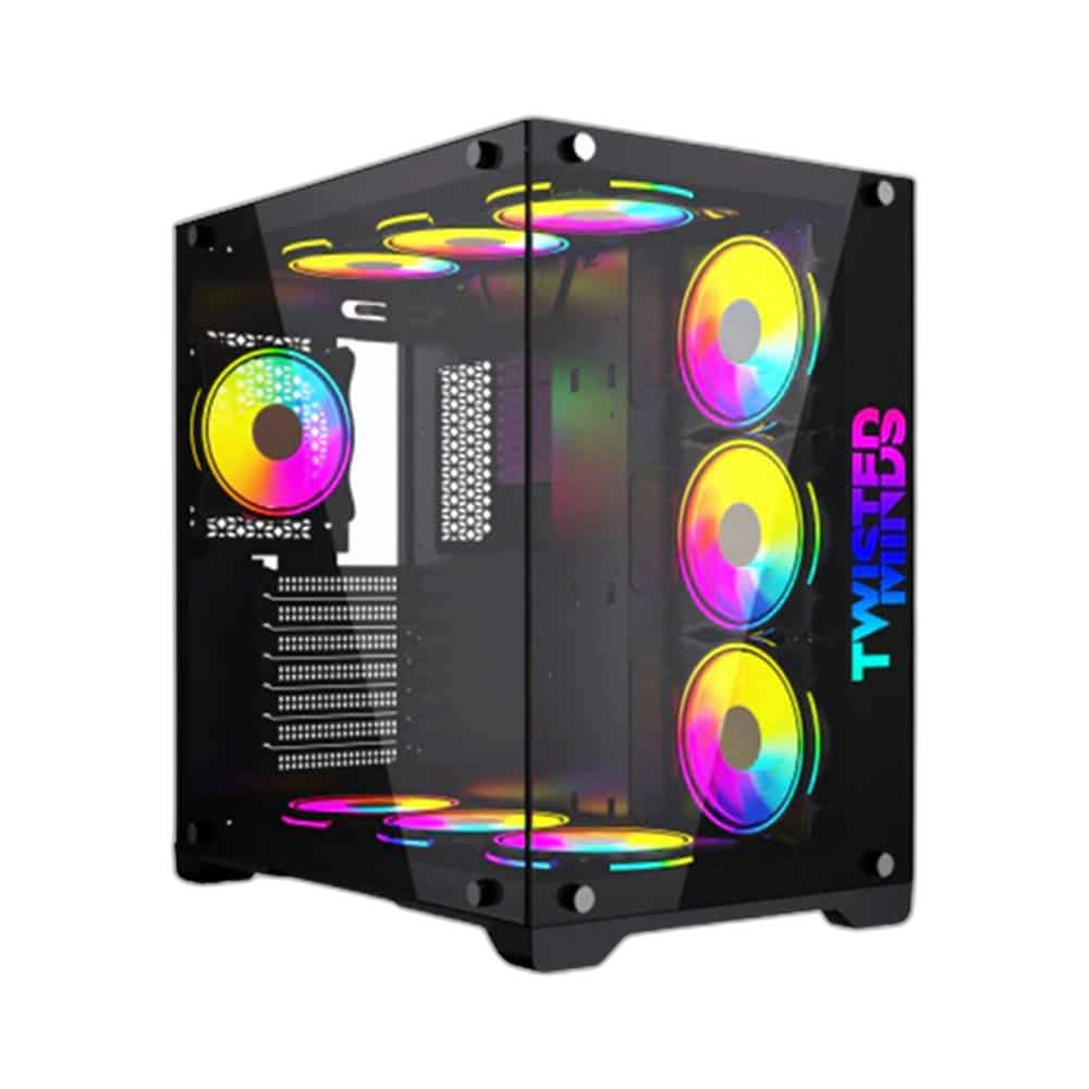 Twisted Minds Bullet-07 Mid Tower Case, 7 RGB Fans, Black