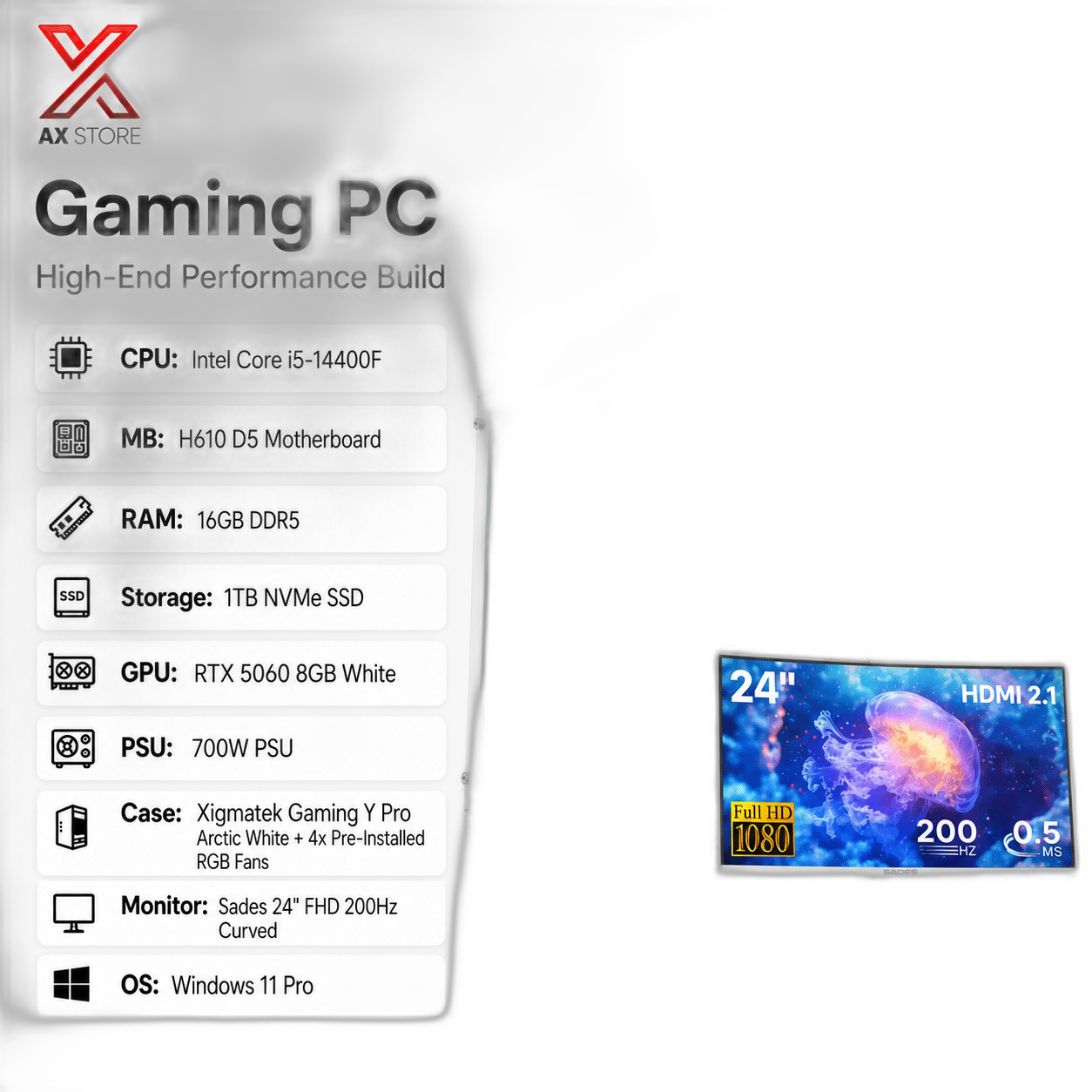 RTX 5060 Gaming PC, Intel Core i5-14400F