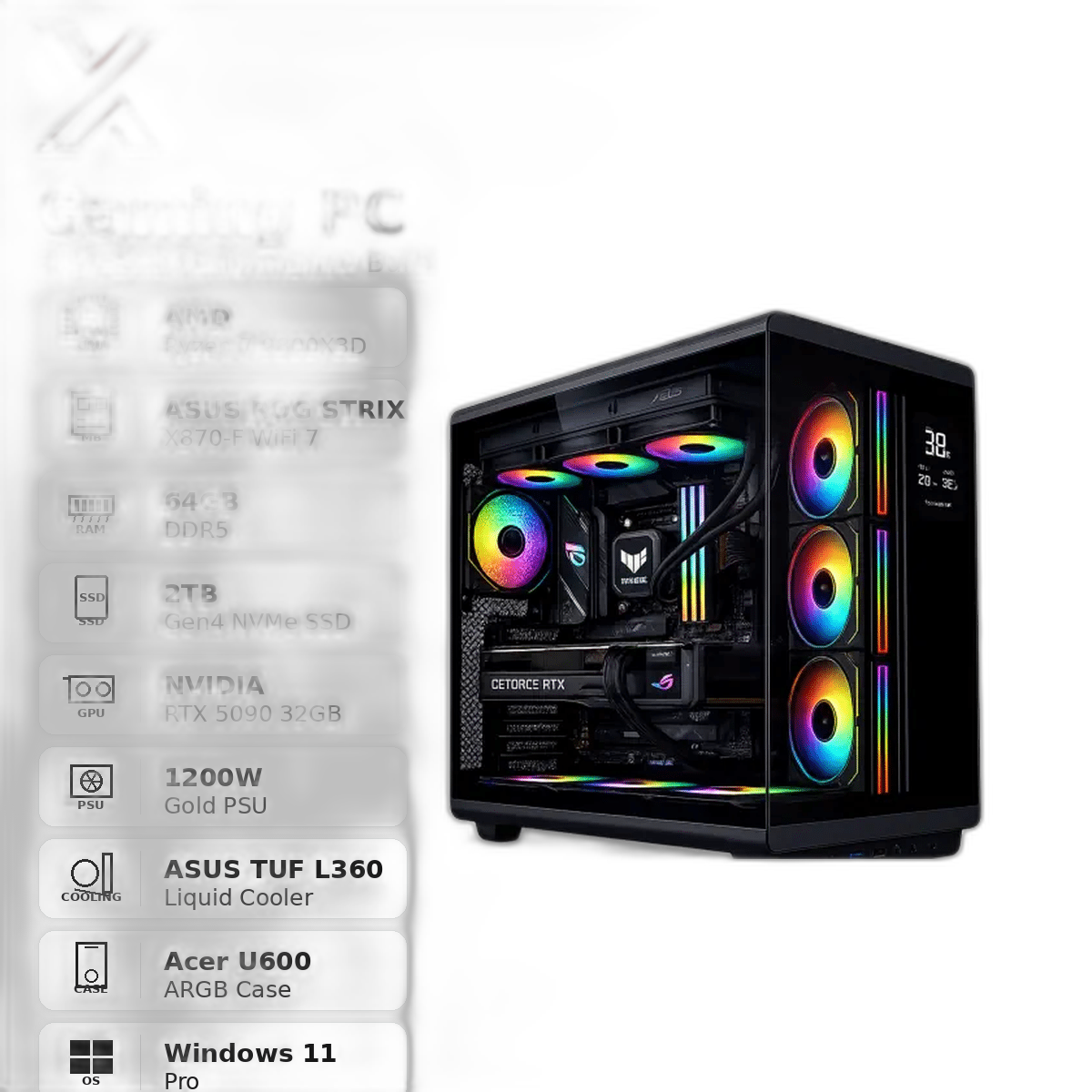 RTX 5090 Gaming PC, AMD Ryzen 7 9800X3D