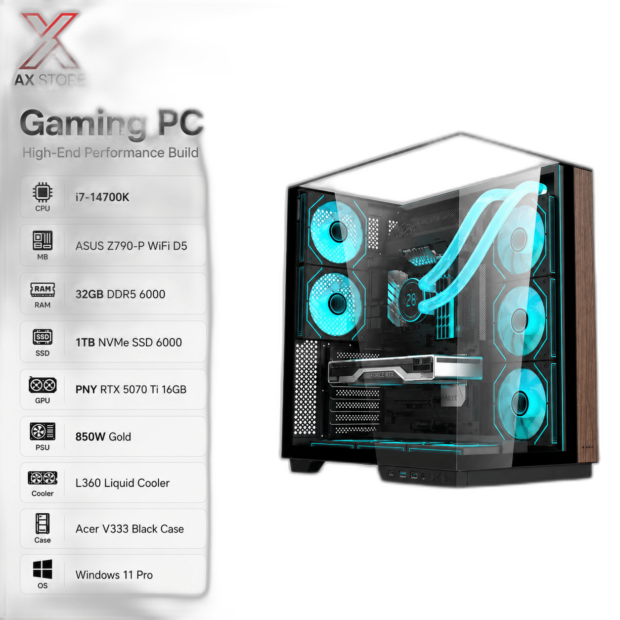 RTX 5070 Ti Gaming PC, i7-14700K