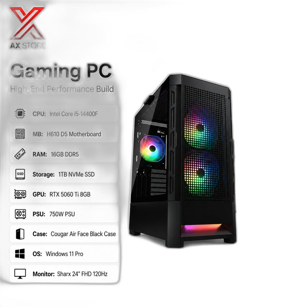 RTX 5060 Ti Gaming PC, i5-14400F