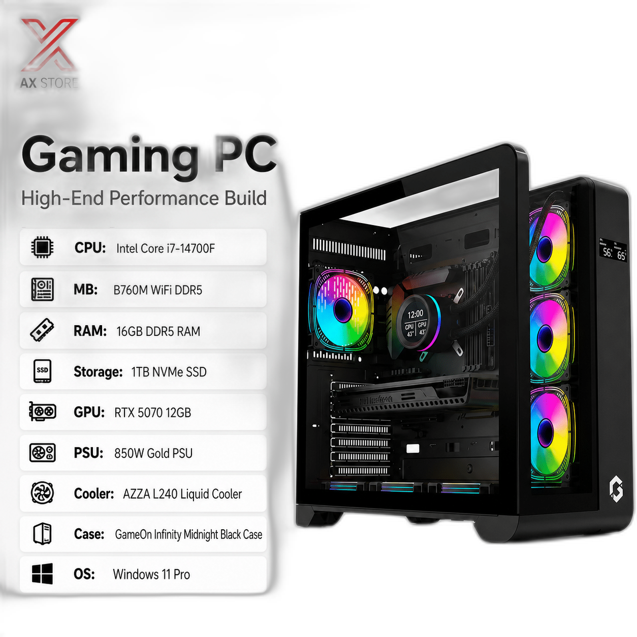 RTX 5070 Gaming PC, Core i7-14700F