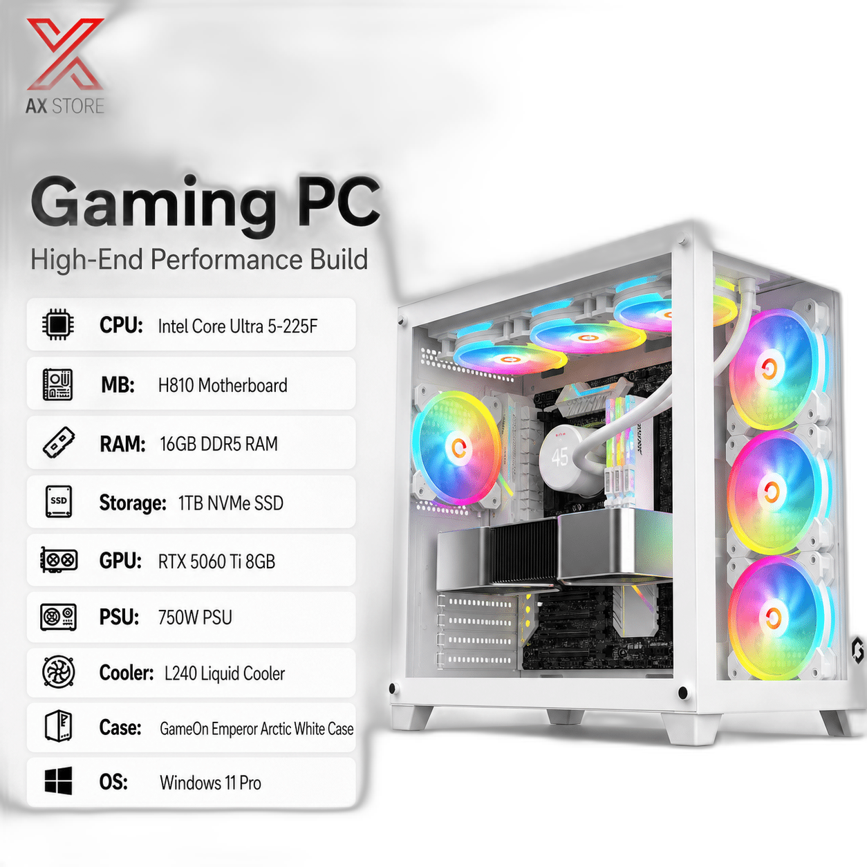 RTX 5060 Ti Gaming PC, Ultra 5-225F