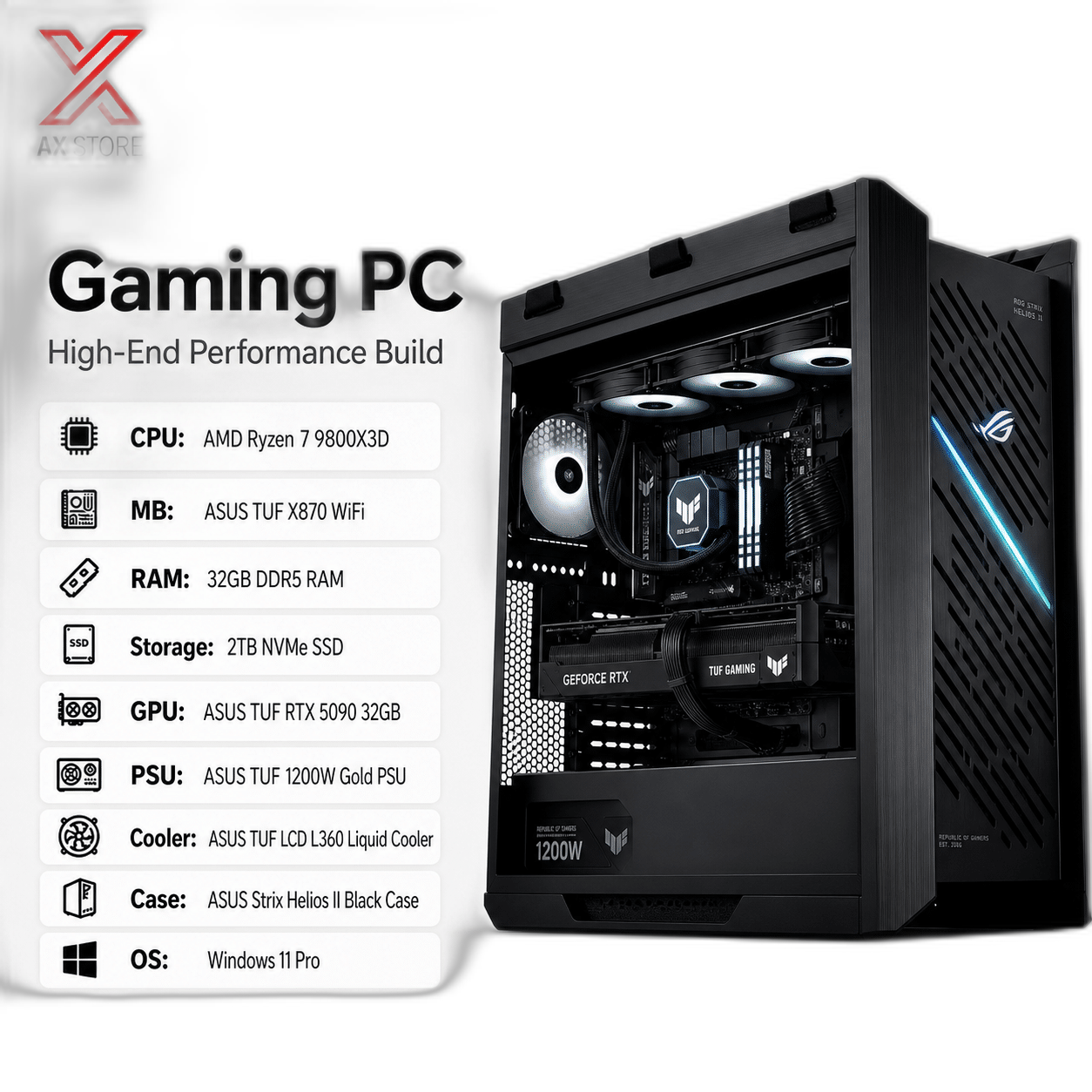 RTX 5090 Gaming PC, Ryzen 7 9800X3D