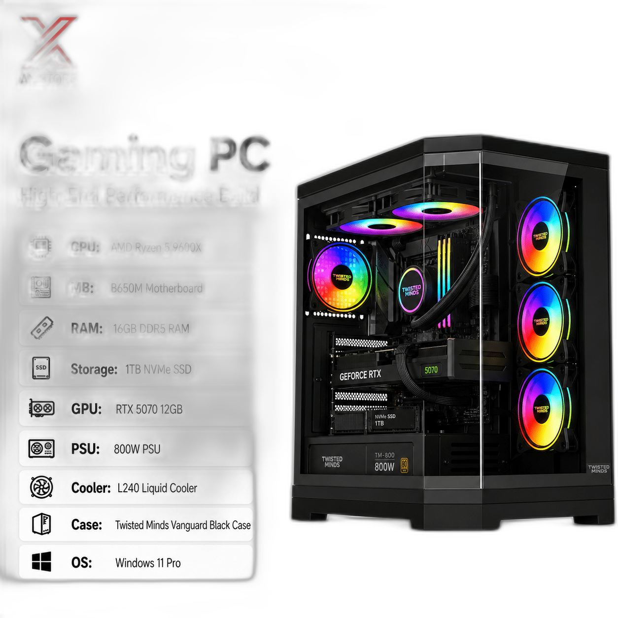 RTX 5070 Gaming PC, Ryzen 5 9600X