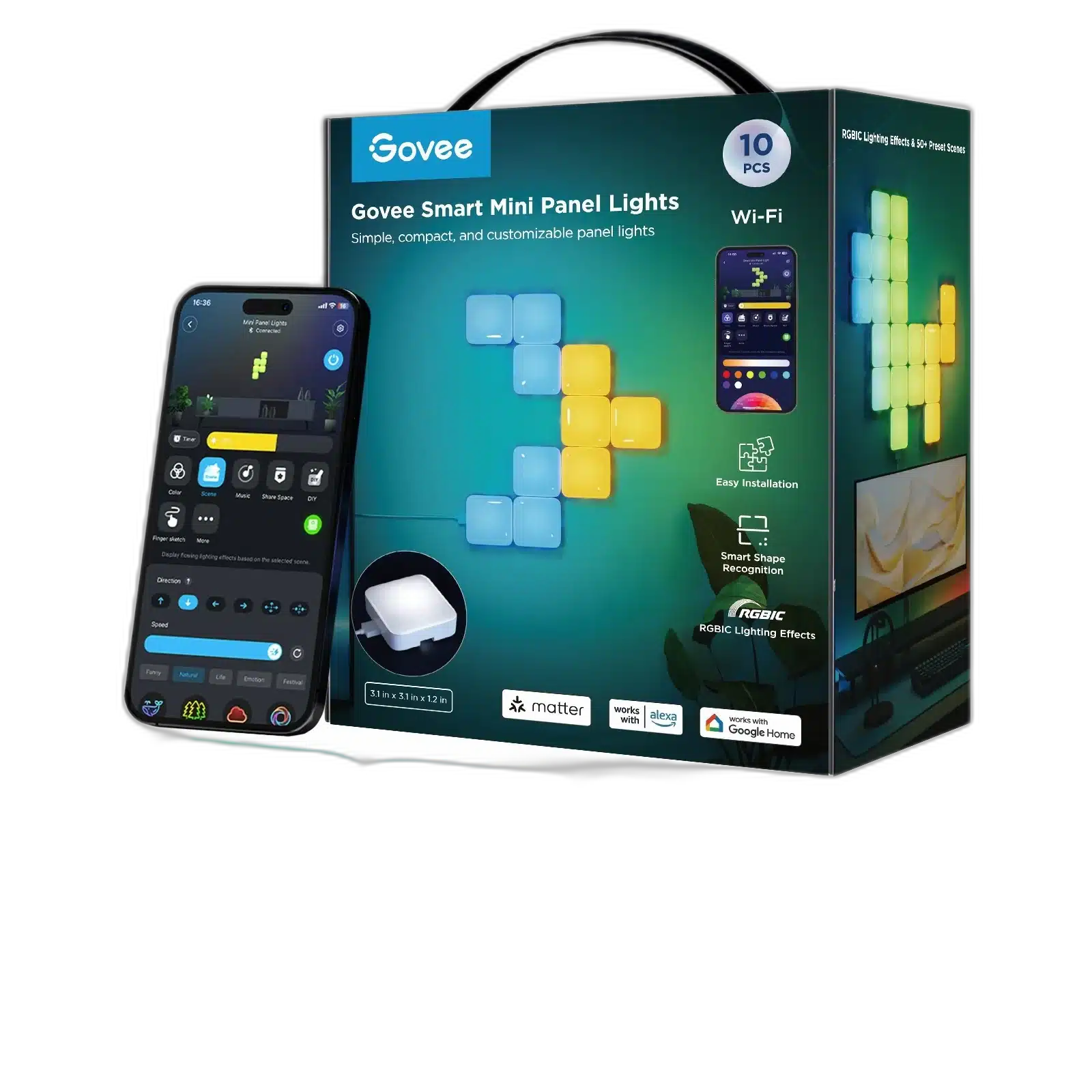 Govee Smart Mini Panel Lights H8069, 10 Pack RGB Panels