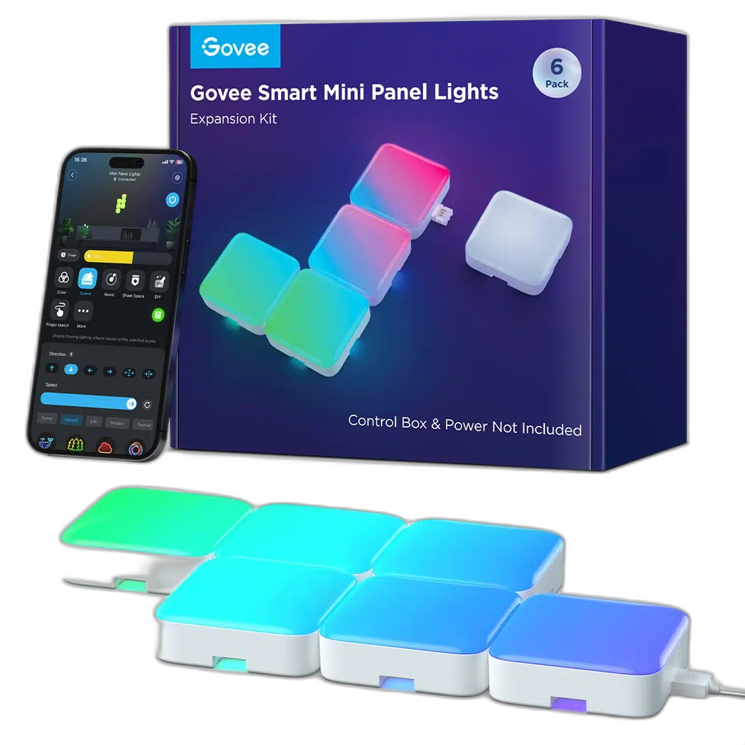 Govee Smart Mini Panel Lights Extension A6069, 6 Pack