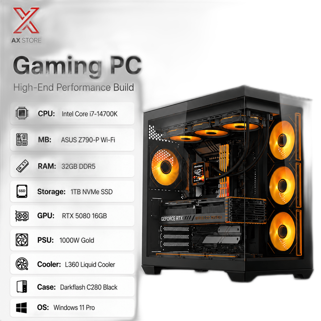 RTX 5080 Gaming PC, Intel Core i7-14700K