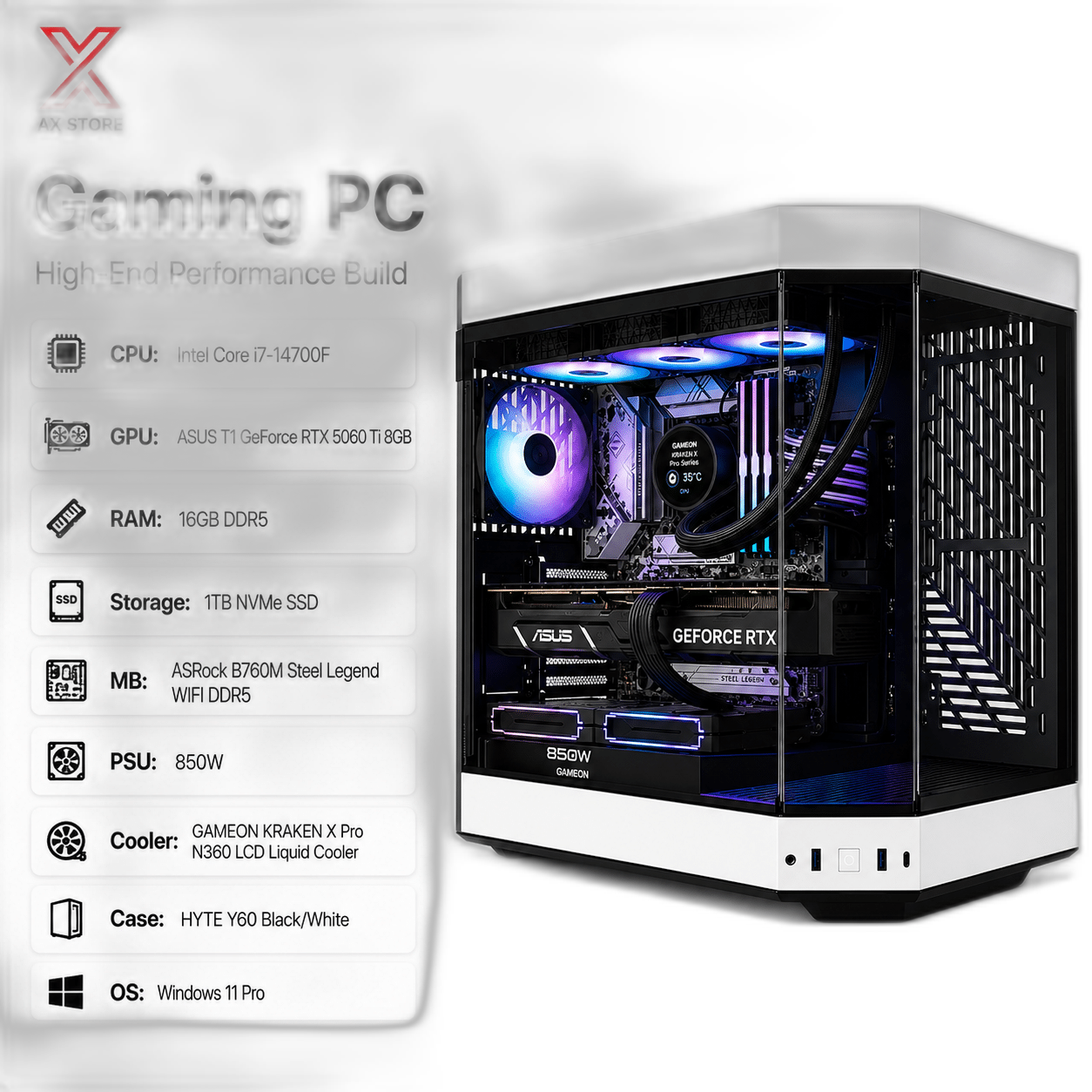 RTX 5060 Ti Gaming PC, Intel Core i7-14700F